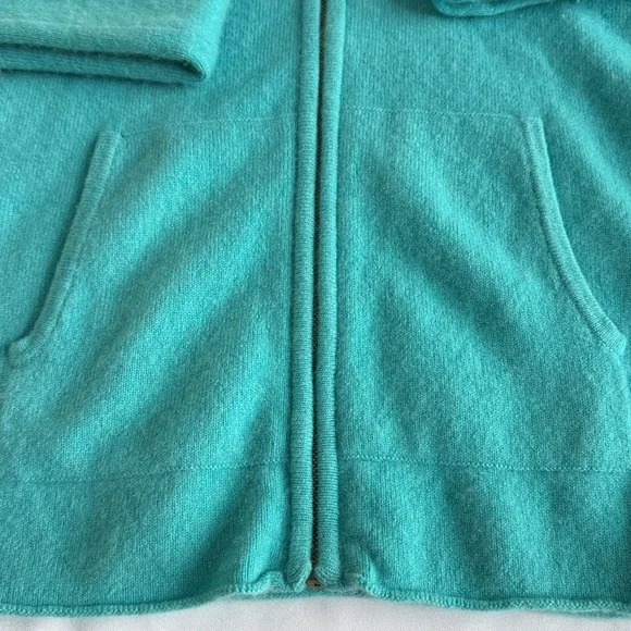 Vince Turquoise Cashmere Zip-Up Hoodie Cardigan - Picture 3 of 5
